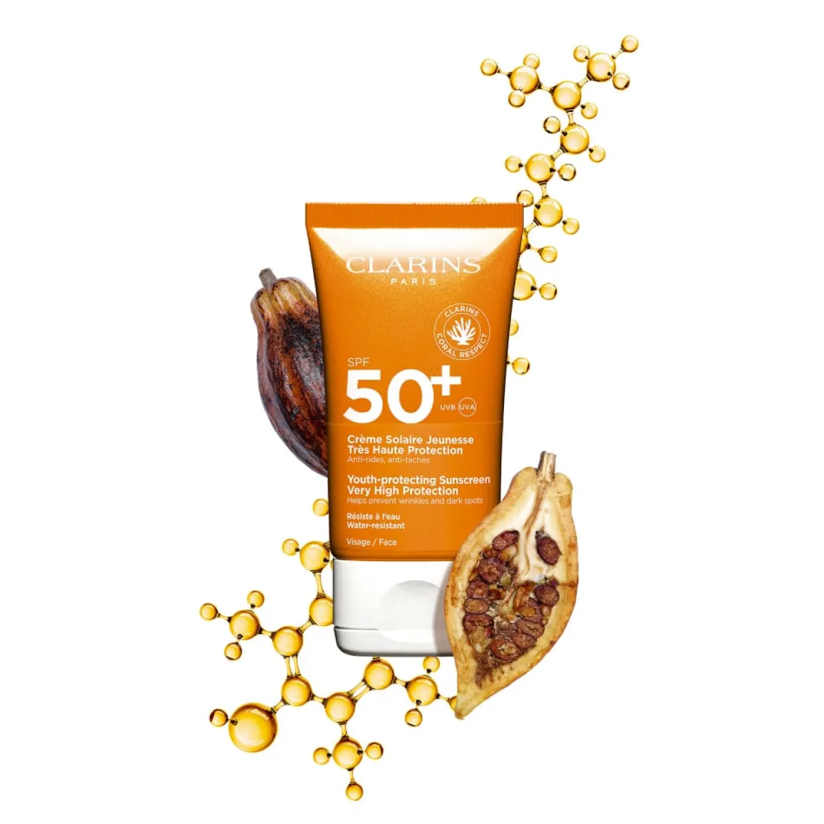 Clarins Crème Solaire Visage|Protection Solaire|- Crème Solaire Jeunesse Très Haute Protection Visage SPF50+ 50ml