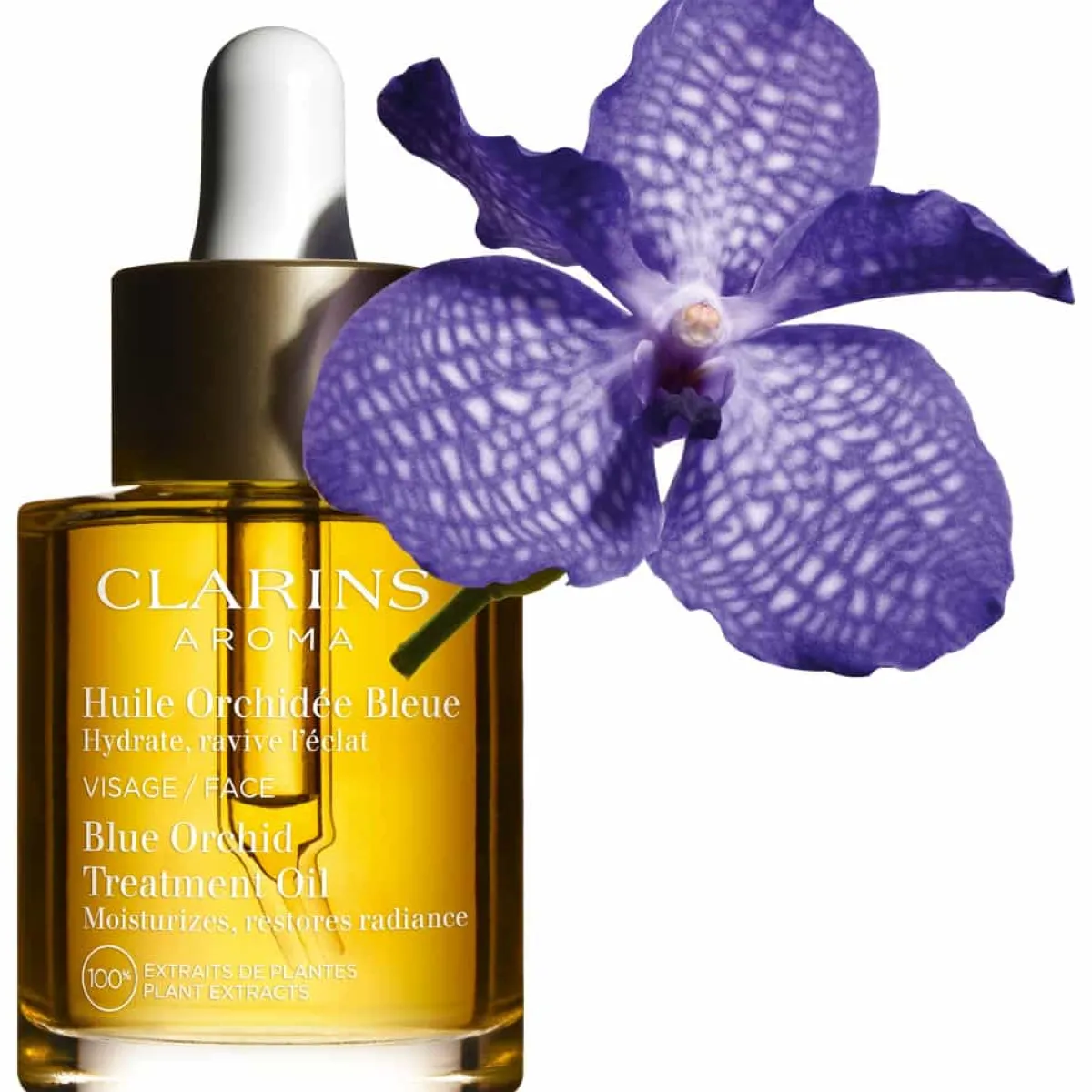 Clarins Hydratant Visage|Huile Visage|- Huile Visage Orchidée Bleue - Peaux Déshydratées 30 ml