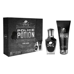 Police Pour Lui|Coffrets Homme|- Coffret Potion pour Lui - Eau de Toilette Vaporisateur 30ml + Shampoing Cheveux et Corps 100mll