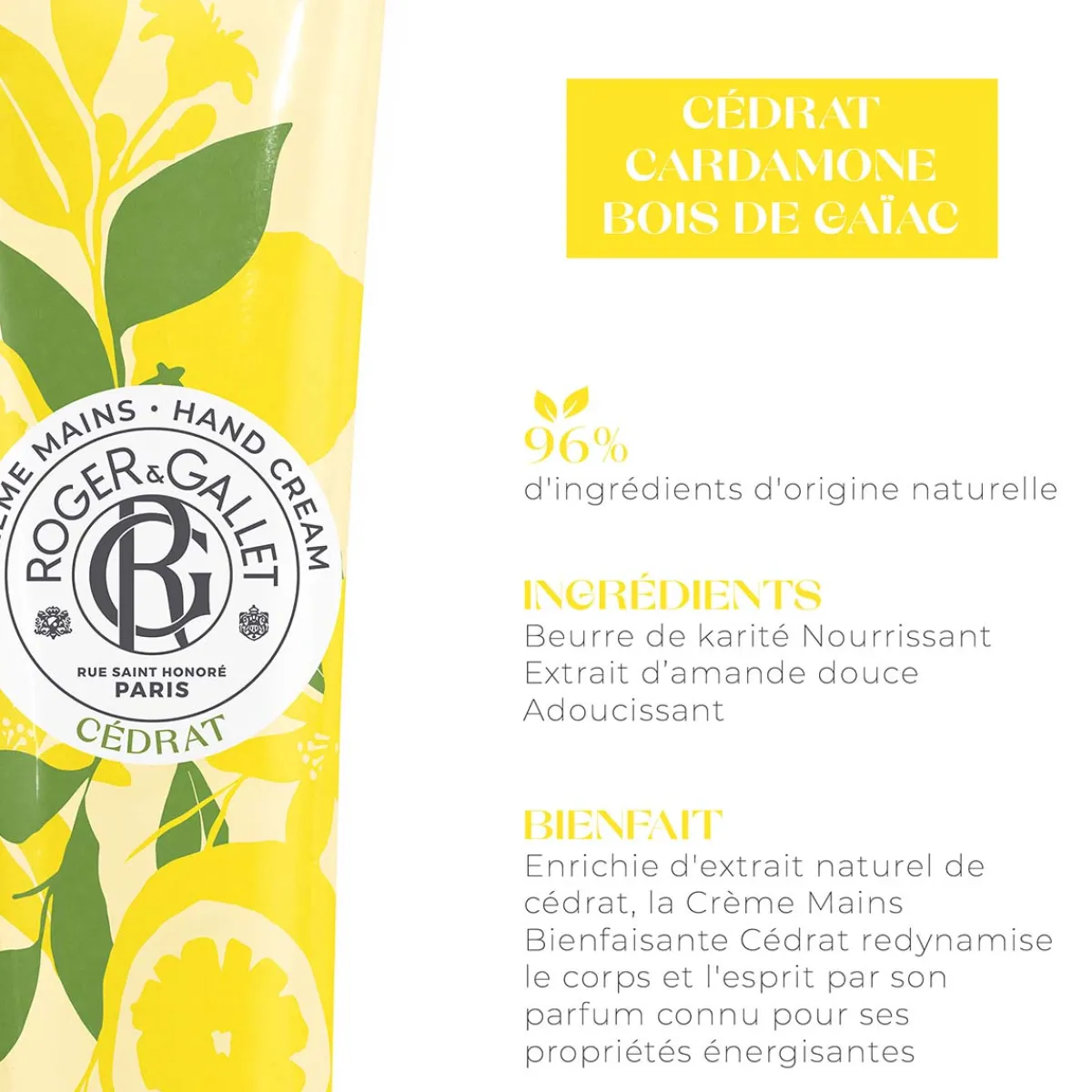 Roger & Gallet Soin Des Mains|- Cédrat - Crème Mains Bienfaisante 30ml
