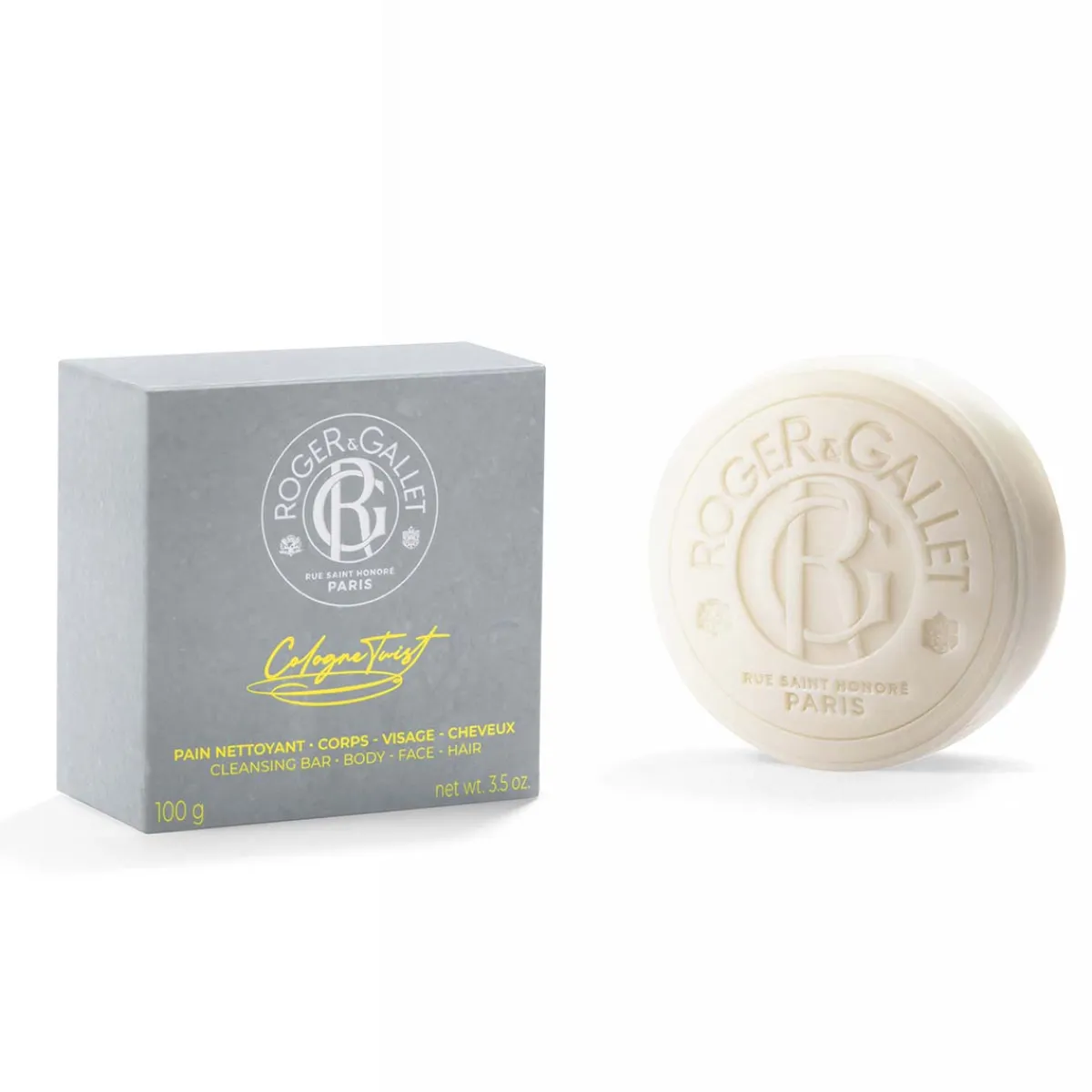 Roger & Gallet Nettoyant|- Cologne Twist - Pain Nettoyant 3 en 1 Corps-Cheveux-Barbe 100g