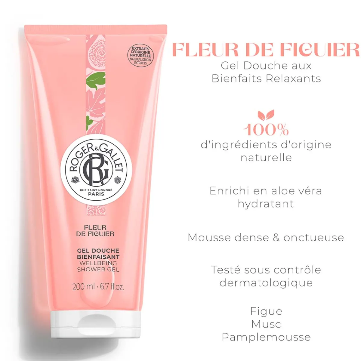 Roger & Gallet Gel Douche|- Fleur de Figuier - Gel Douche Bienfaisant 200ml