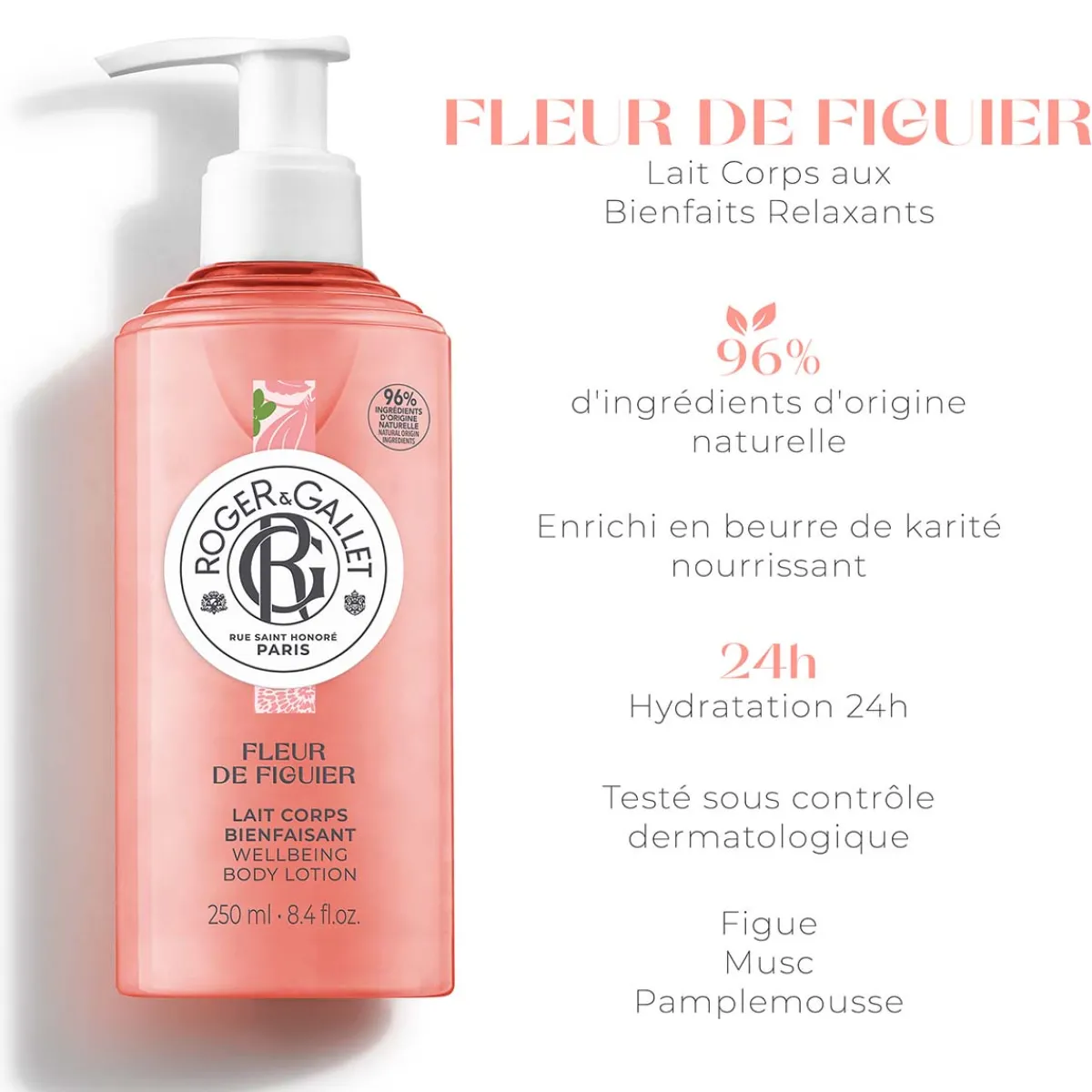 Roger & Gallet Soin Hydratant|- Fleur de Figuier - Lait Corps Bienfaisant 250ml