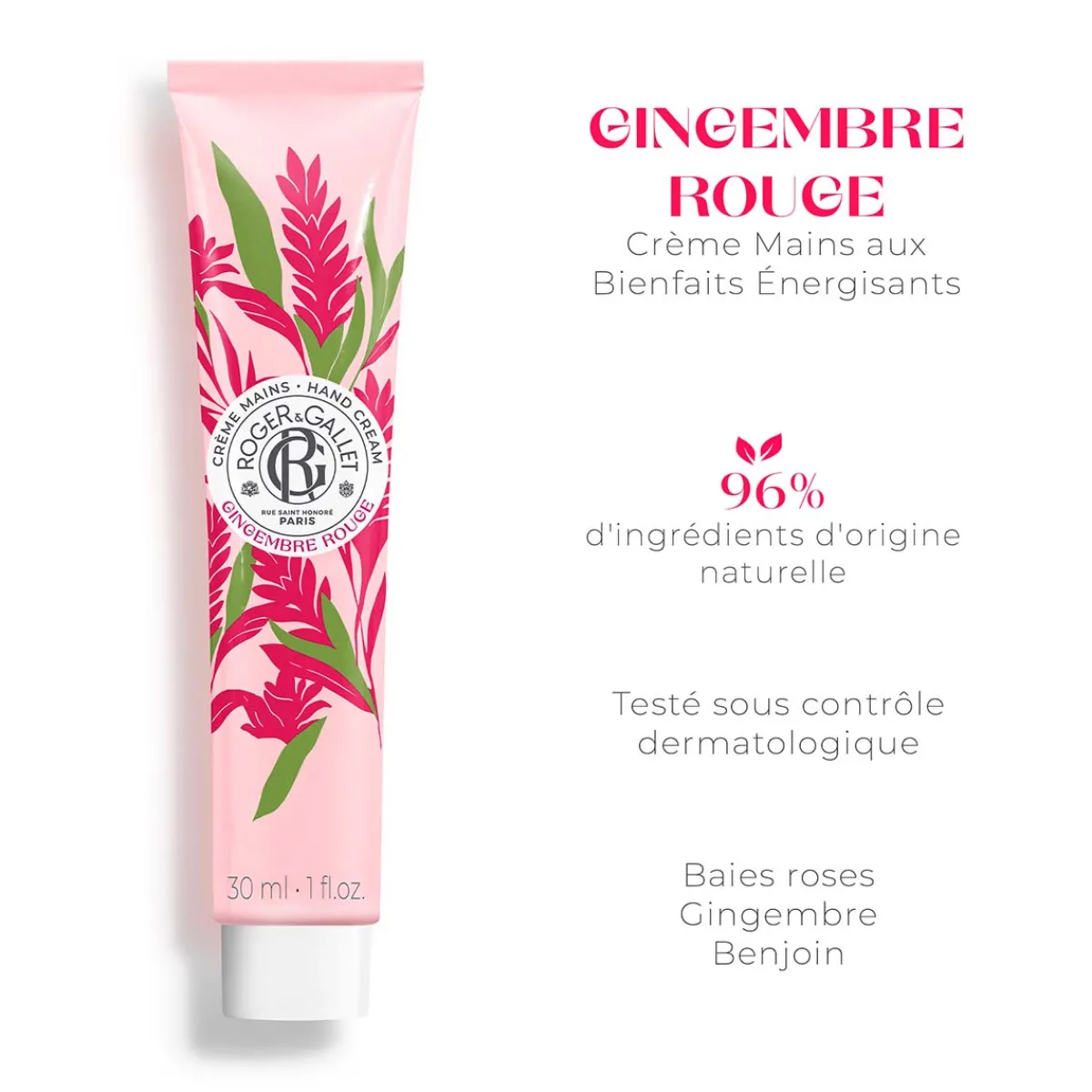 Roger & Gallet Soin Des Mains|- Gingembre Rouge - Crème Mains Bienfaisante 30ml