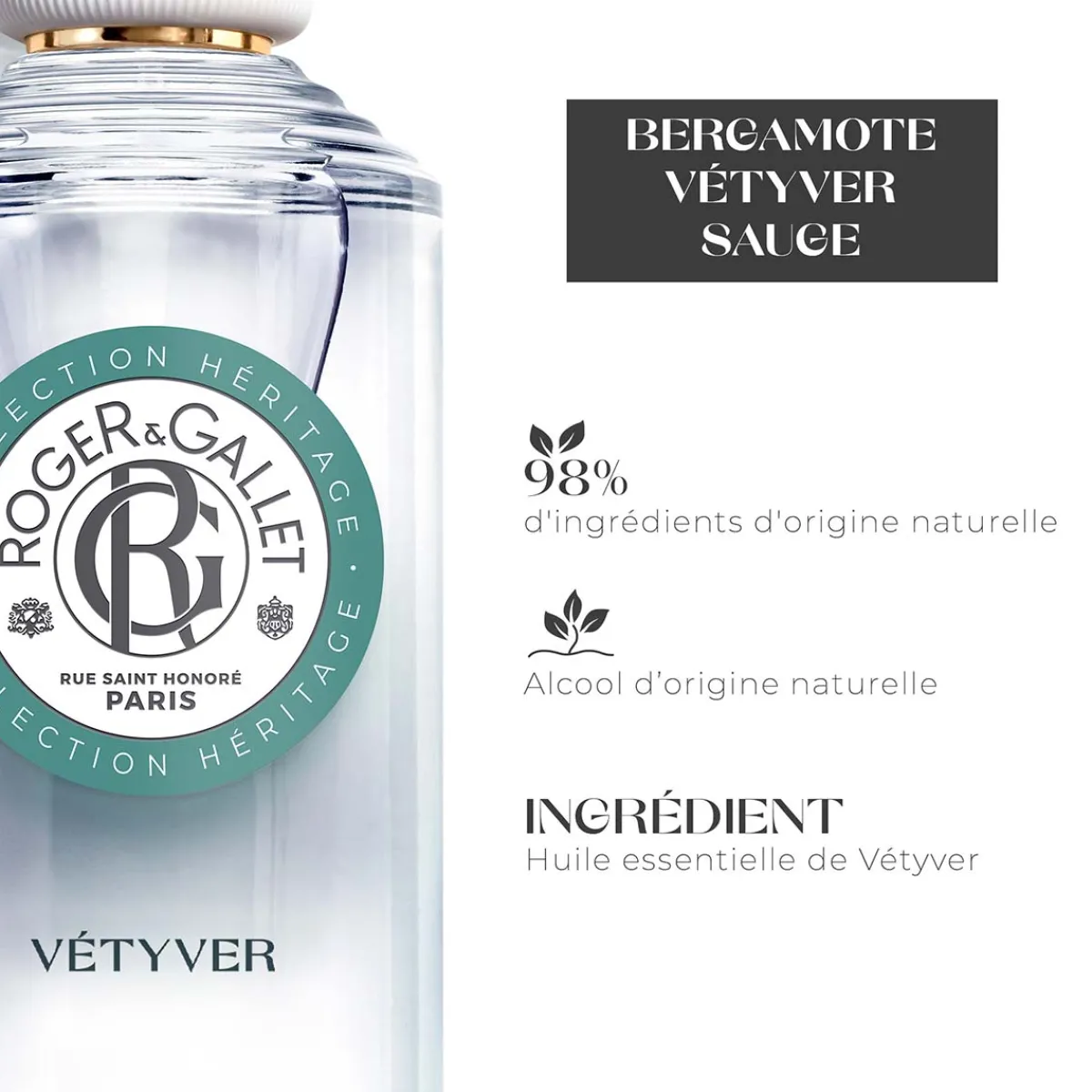 Roger & Gallet Eau Parfumée|- Vétyver - Eau Parfumée Bienfaisante